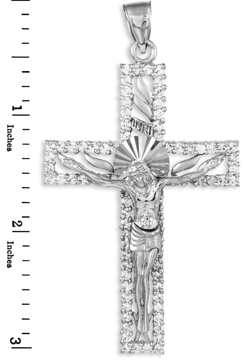 Sterling Silver CZ Jesus Crucifix Mens Pendant Karma Blingz