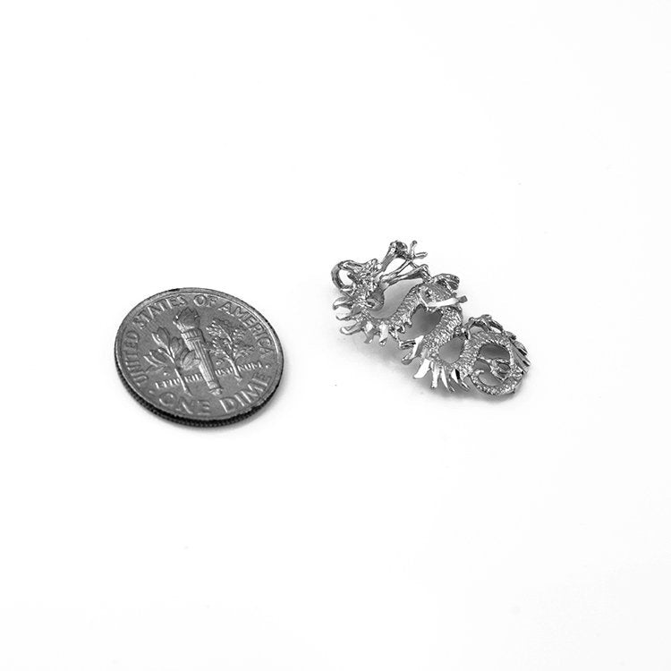Sterling Silver Textured Dragon DC Charm Necklace Karma Blingz