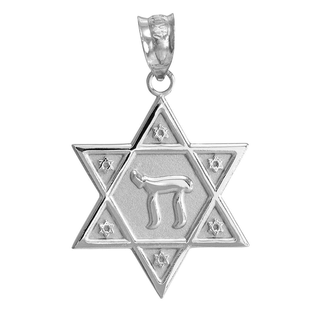 Gold Star of David Chai Pendant Necklace (yellow, white, rose gold, 10k, 14k) Karma Blingz