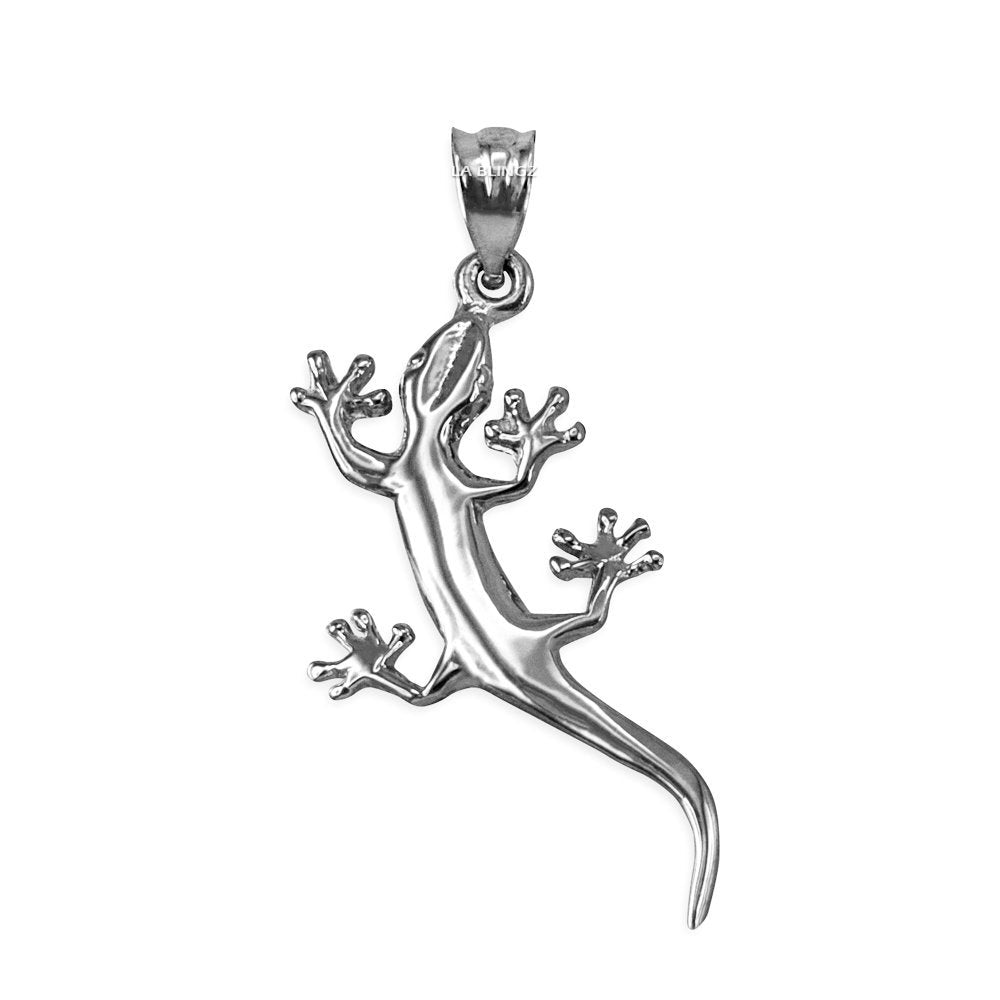 Polished Sterling Silver Salamander Lizard Charm Necklace Karma Blingz