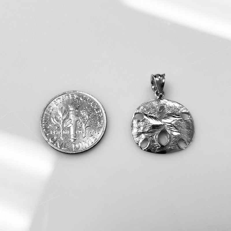 Polished Sterling Silver Sand Dollar DC Charm Necklace Karma Blingz
