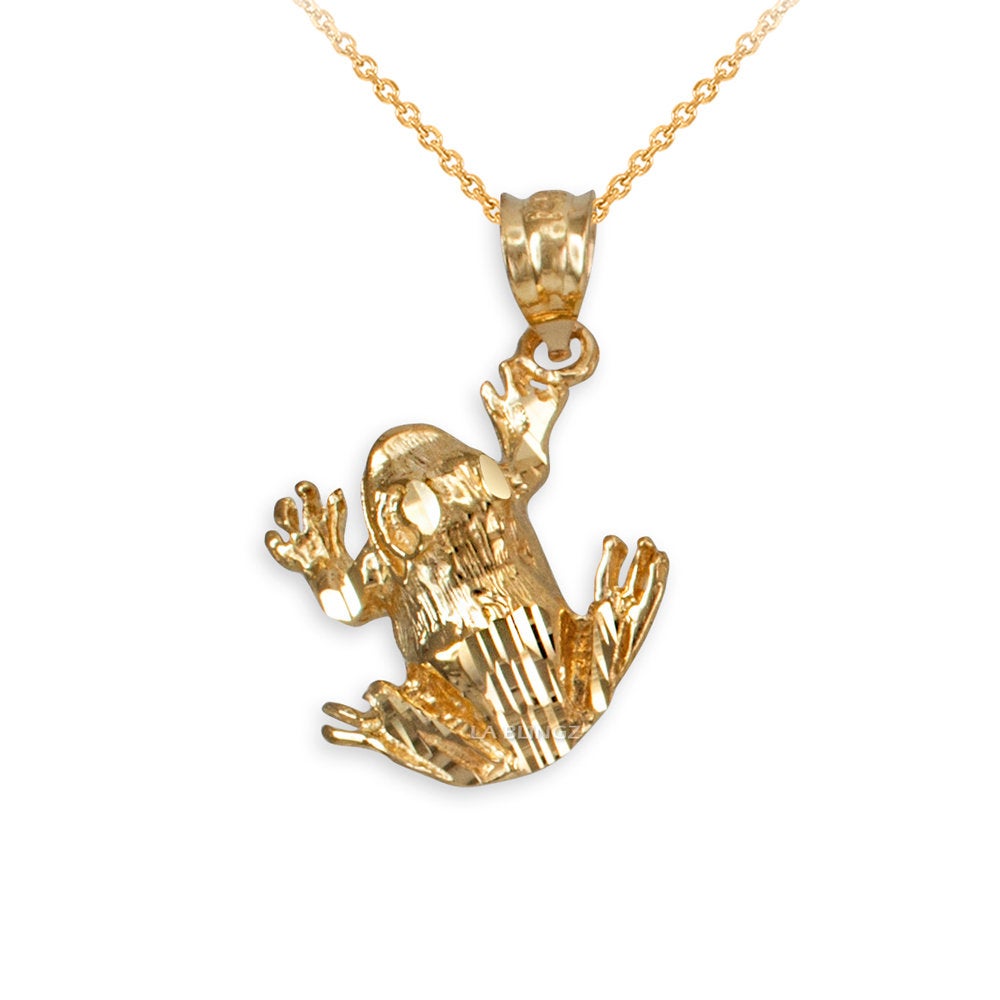 Gold Frog DC Charm Necklace (yellow, white, rose gold, 10k, 14k) Karma Blingz