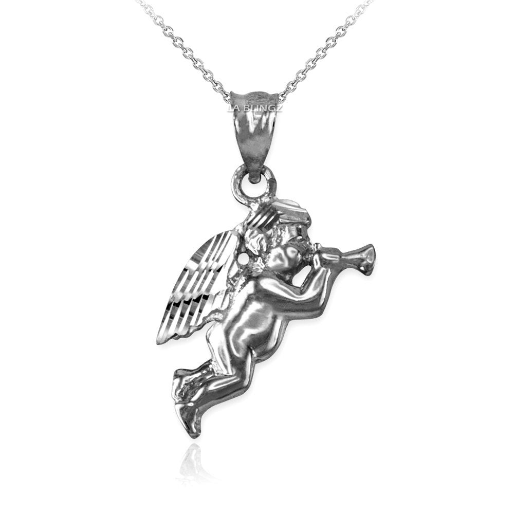 Polished Gold Trumpeting Angel DC Charm Necklace (yellow, white, rose gold, 10k, 14k) Karma Blingz