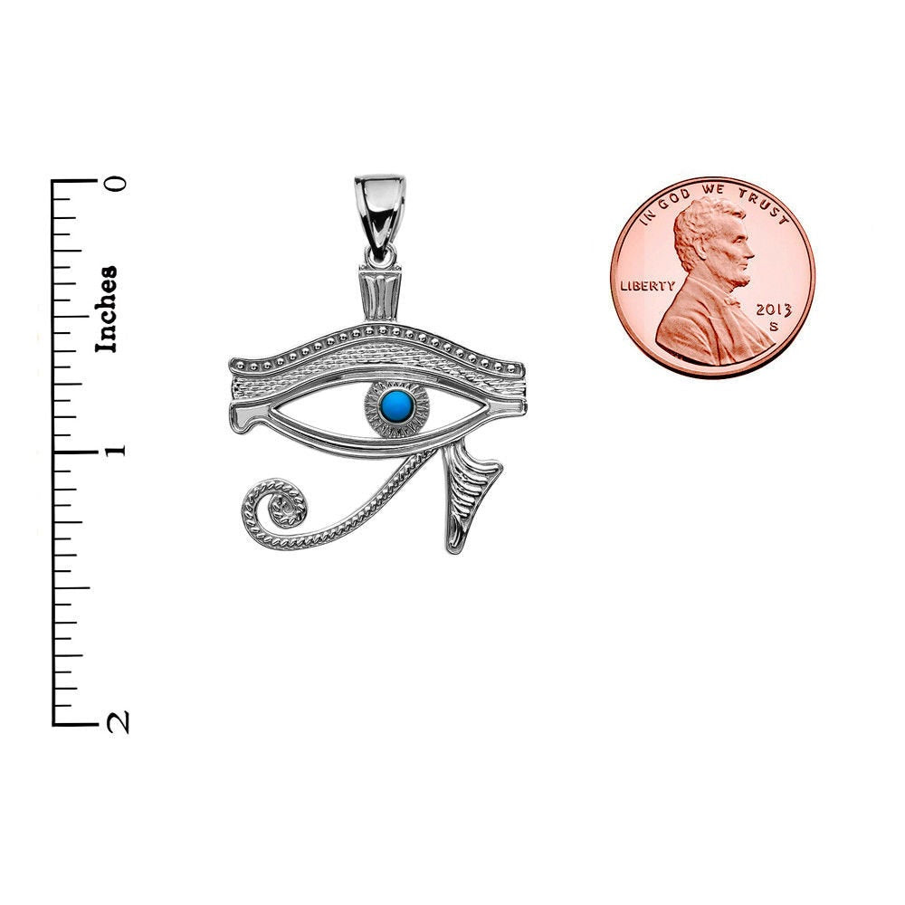 Sterling Silver Egyptian Eye Of Horus Turquoise Pendant Necklace Karma Blingz