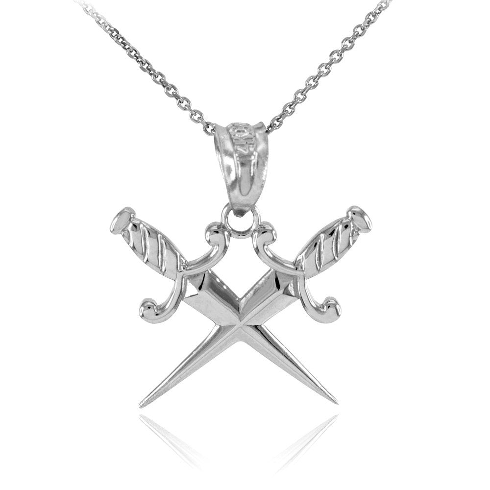 Gold Crossing Dagger Knives Charm Necklace (10k, 14k, white, yellow, rose gold) Karma Blingz