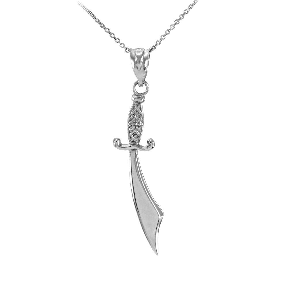 Gold Scimitar Sword Pendant Necklace (10k, 14k, yellow, white, rose gold) Karma Blingz