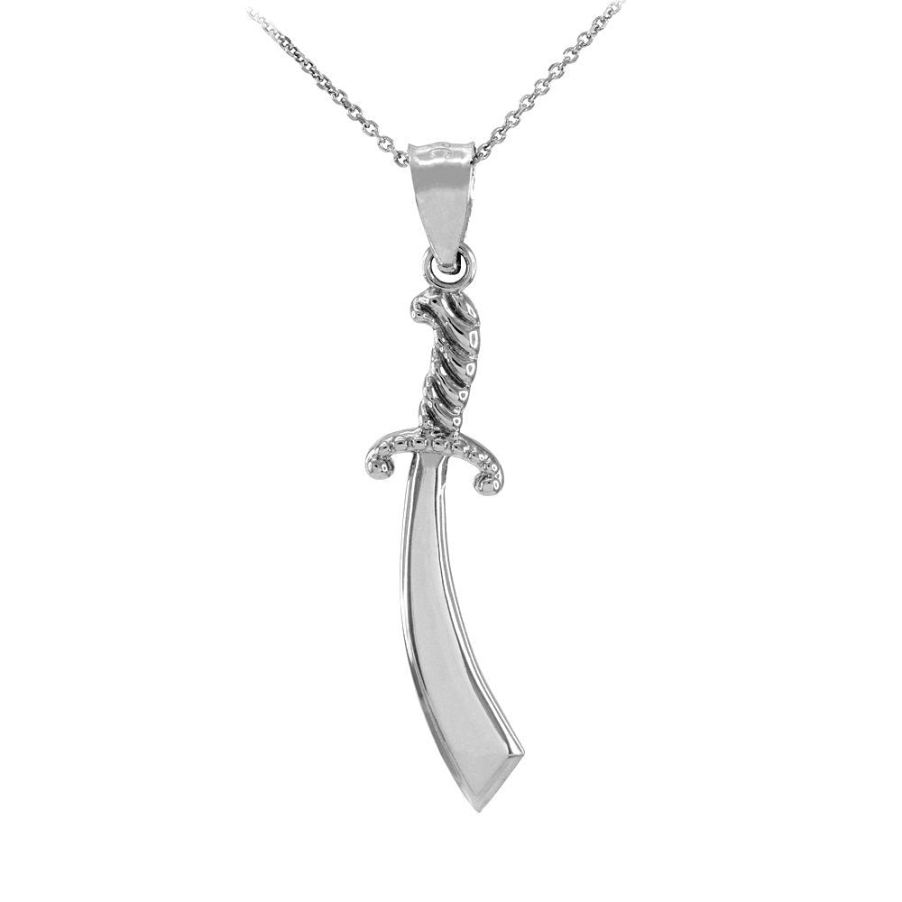 Gold Islamic Scimitar Sword Pendant Necklace (10k, 14k, yellow, white, rose gold) Karma Blingz