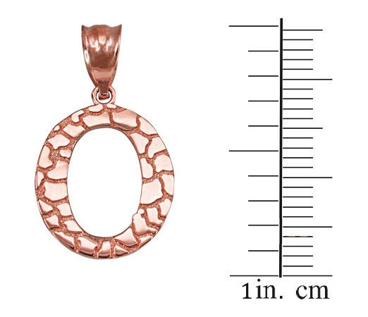 Gold Nugget Alphabet Initial Letter "O" Pendant Necklace (yellow, white, rose gold) Karma Blingz