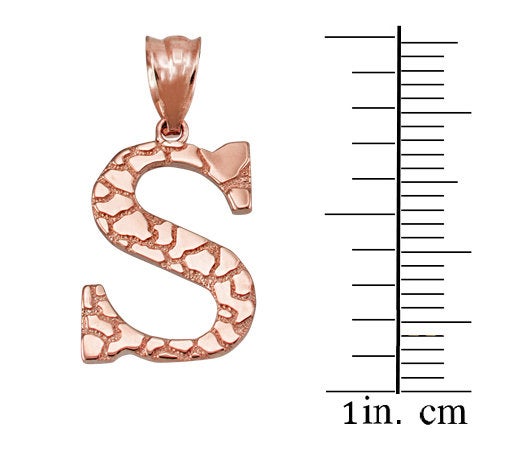Gold Nugget Alphabet Initial Letter "S" Pendant Necklace (yellow, white, rose gold) Karma Blingz
