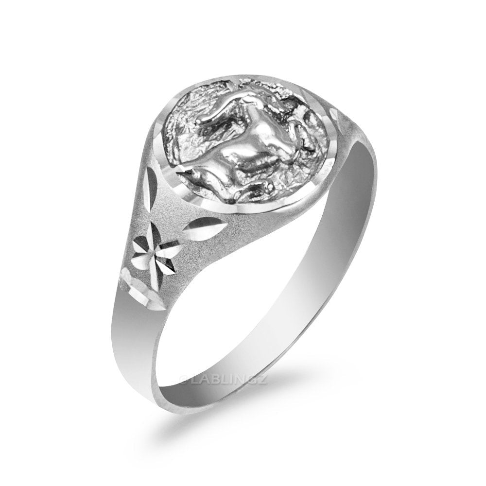 Sterling Silver Capricorn Satin DC Ladies Zodiac Sign Ring Karma Blingz