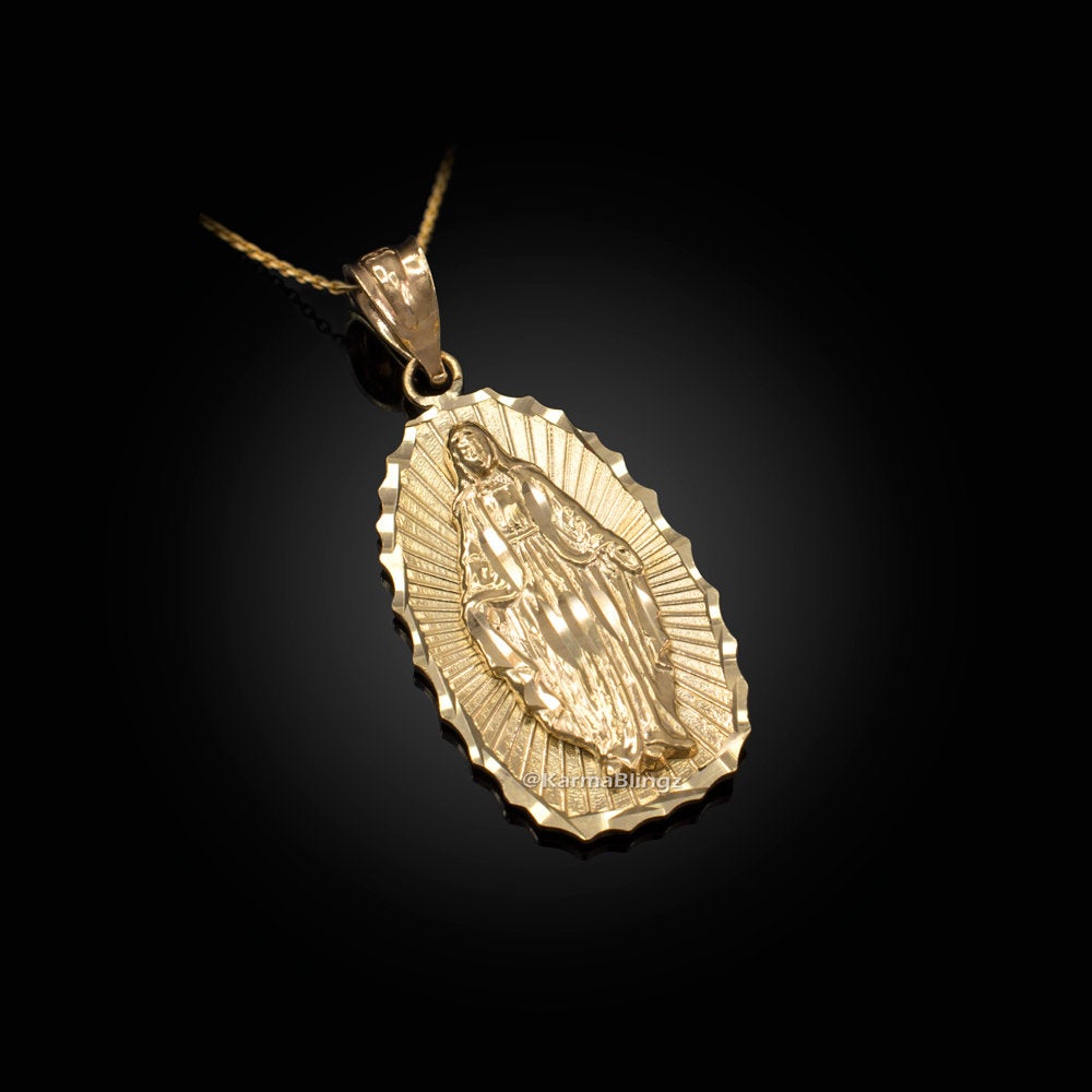 Yellow Gold Lady Guadalupe DC Pendant Necklace (10k, 14k) Karma Blingz