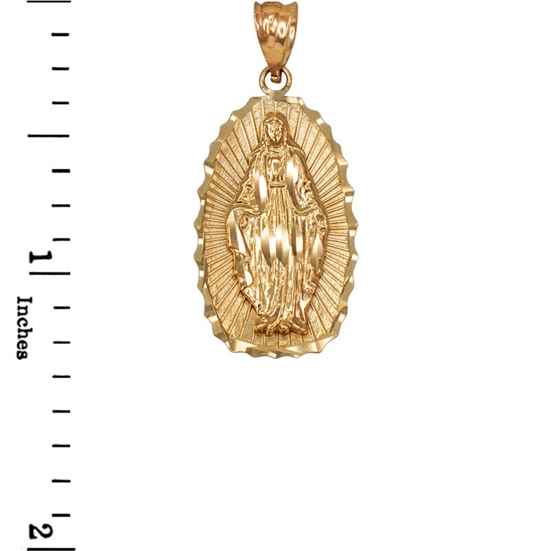 Yellow Gold Lady Guadalupe DC Pendant Necklace (10k, 14k) Karma Blingz
