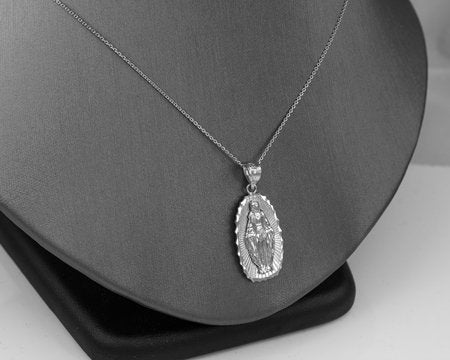 Sterling Silver Lady of Guadalupe DC Pendant Necklace Karma Blingz