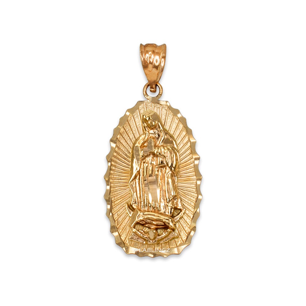 Yellow Gold Our Lady of Guadalupe DC Pendant Necklace (10k, 14k) Karma Blingz