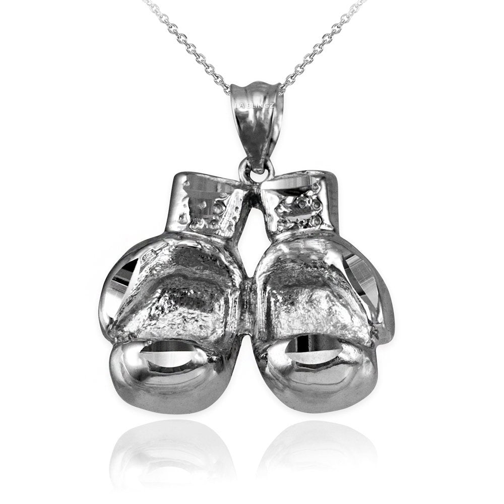 Gold Boxing Gloves DC Pendant Necklace (10K, 14K, yellow, white, rose gold) Karma Blingz