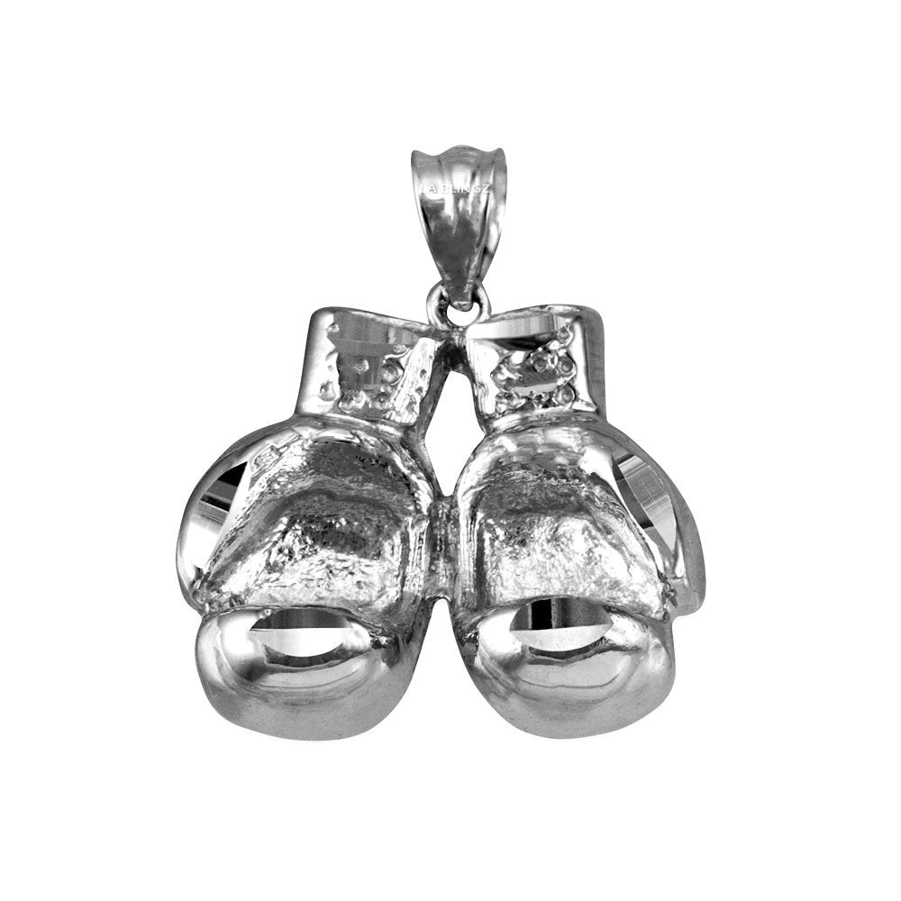 Gold Boxing Gloves DC Pendant Necklace (10K, 14K, yellow, white, rose gold) Karma Blingz