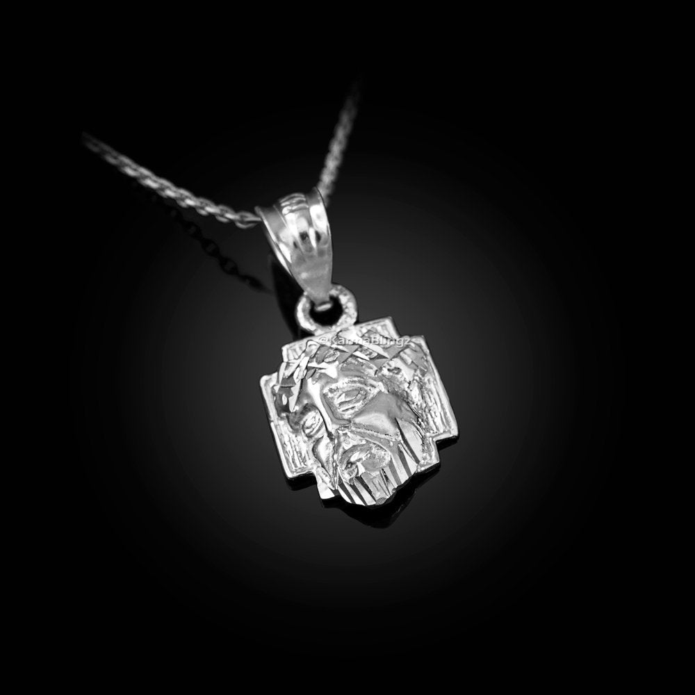 Sterling Silver Tiny Jesus Face Cross DC Charm Necklace Karma Blingz