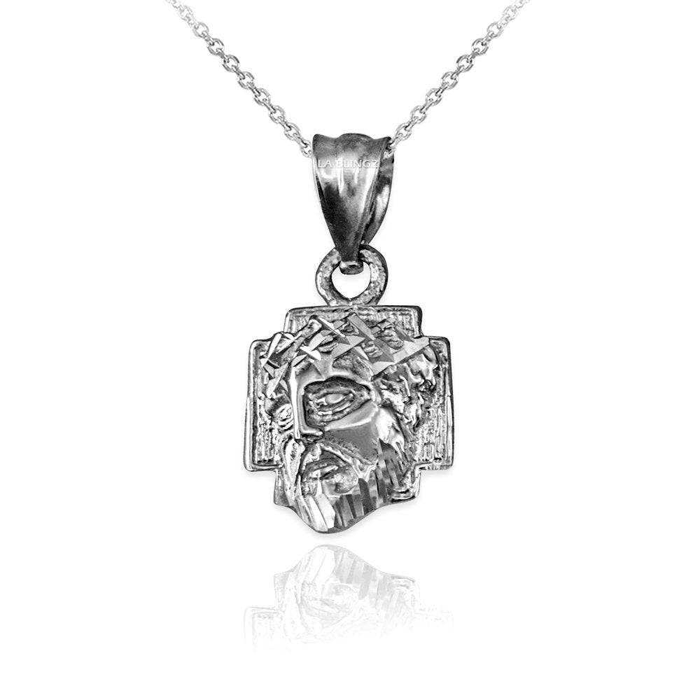 Sterling Silver Tiny Jesus Face Cross DC Charm Necklace Karma Blingz