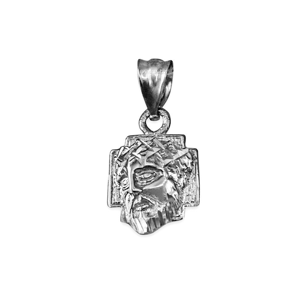 Sterling Silver Tiny Jesus Face Cross DC Charm Necklace Karma Blingz