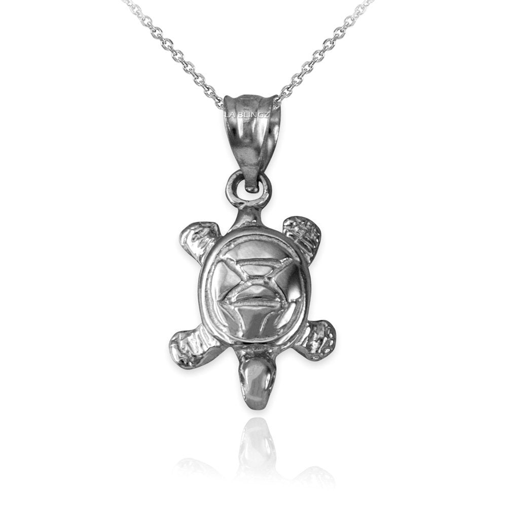Gold Hawaiian Honu Sea Turtle Charm Necklace (10K, 14K, yellow, white, rose gold) Karma Blingz
