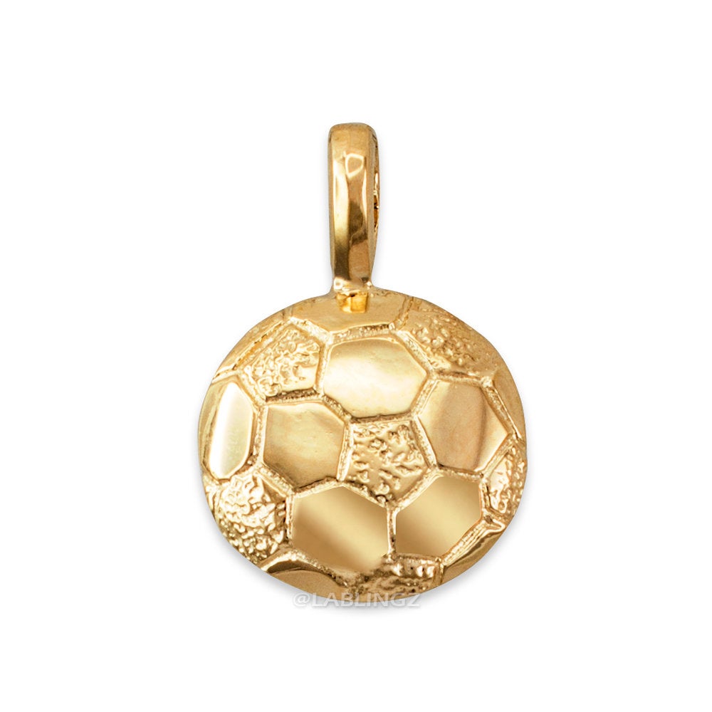 Gold Soccer Ball Pendant Necklace (10K, 14K, yellow, white, rose gold) Karma Blingz