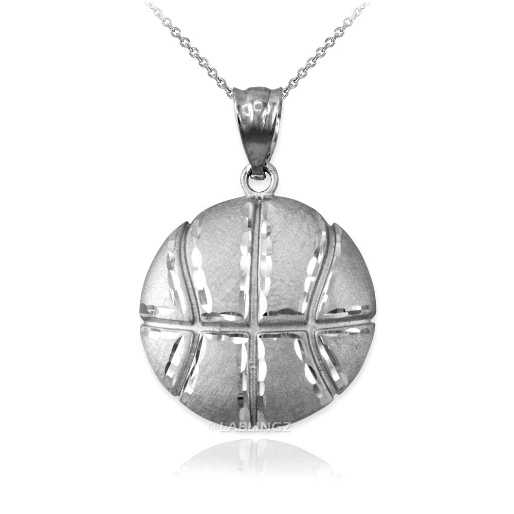 Gold Basketball Satin DC Pendant Necklace (10K, 14K, yellow, white, rose gold) Karma Blingz