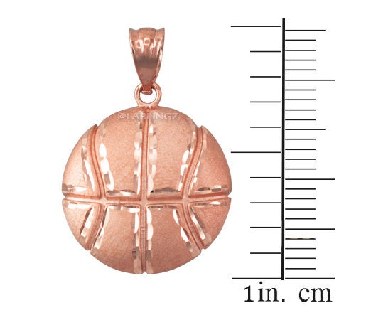 Gold Basketball Satin DC Pendant Necklace (10K, 14K, yellow, white, rose gold) Karma Blingz