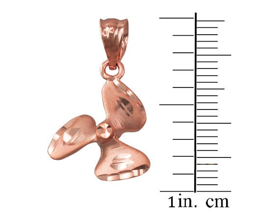 Gold Satin DC Rotor Propeller Charm Necklace (10K, 14K, yellow, white, rose gold) Karma Blingz