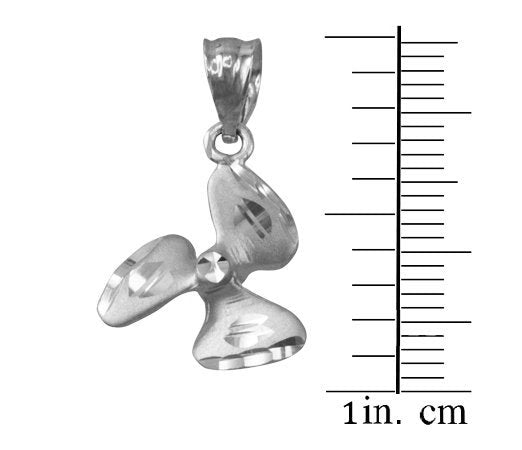 Sterling Silver Satin DC Rotor Propeller Charm Necklace Karma Blingz