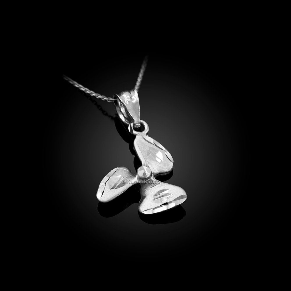 Sterling Silver Satin DC Rotor Propeller Charm Necklace Karma Blingz