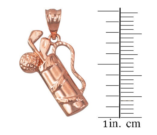 Polished Gold Golf Bag Pendant Necklace (10K, 14K, yellow, white, rose gold) Karma Blingz