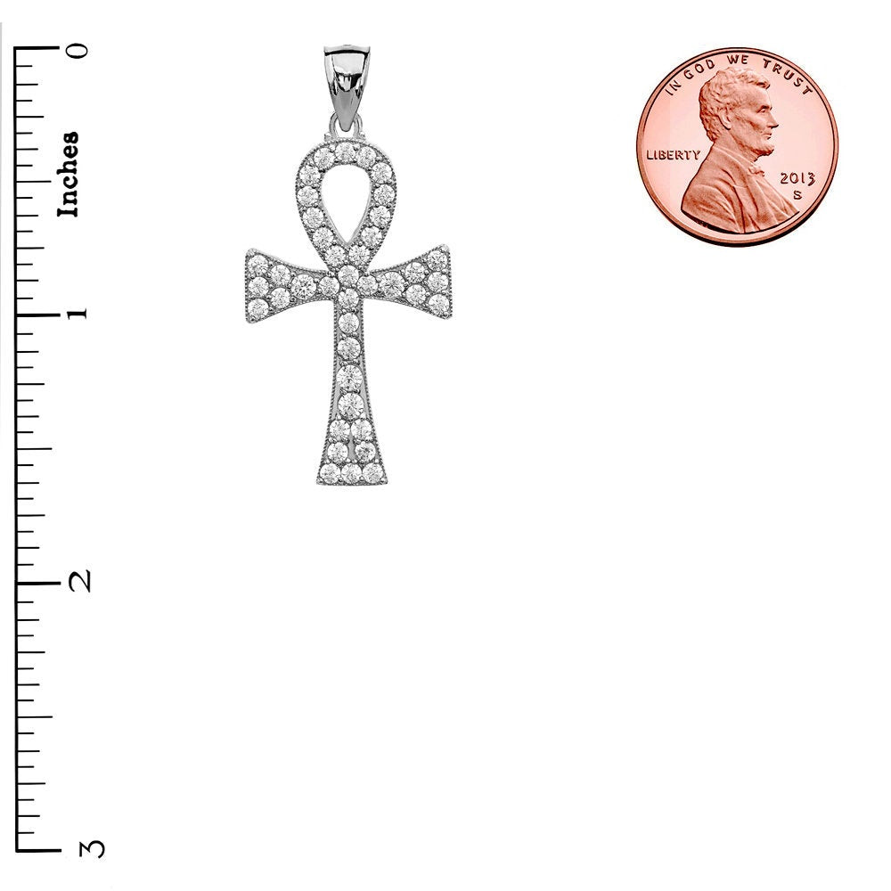 Iced Gold Egyptian Ankh Cross CZ Pendant (10k, 14k, yellow, white, rose gold) Karma Blingz