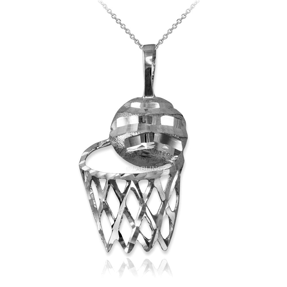 Gold Basketball Hoop DC Pendant Necklace (10K, 14K, yellow, white, rose gold) Karma Blingz
