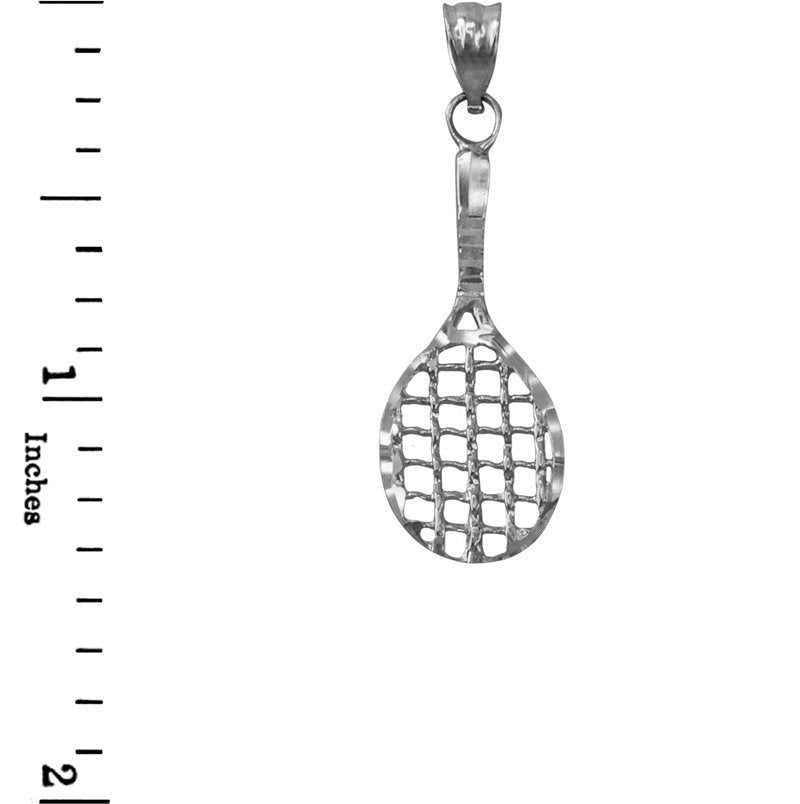 Sterling Silver Tennis Racket DC Pendant Necklace Karma Blingz