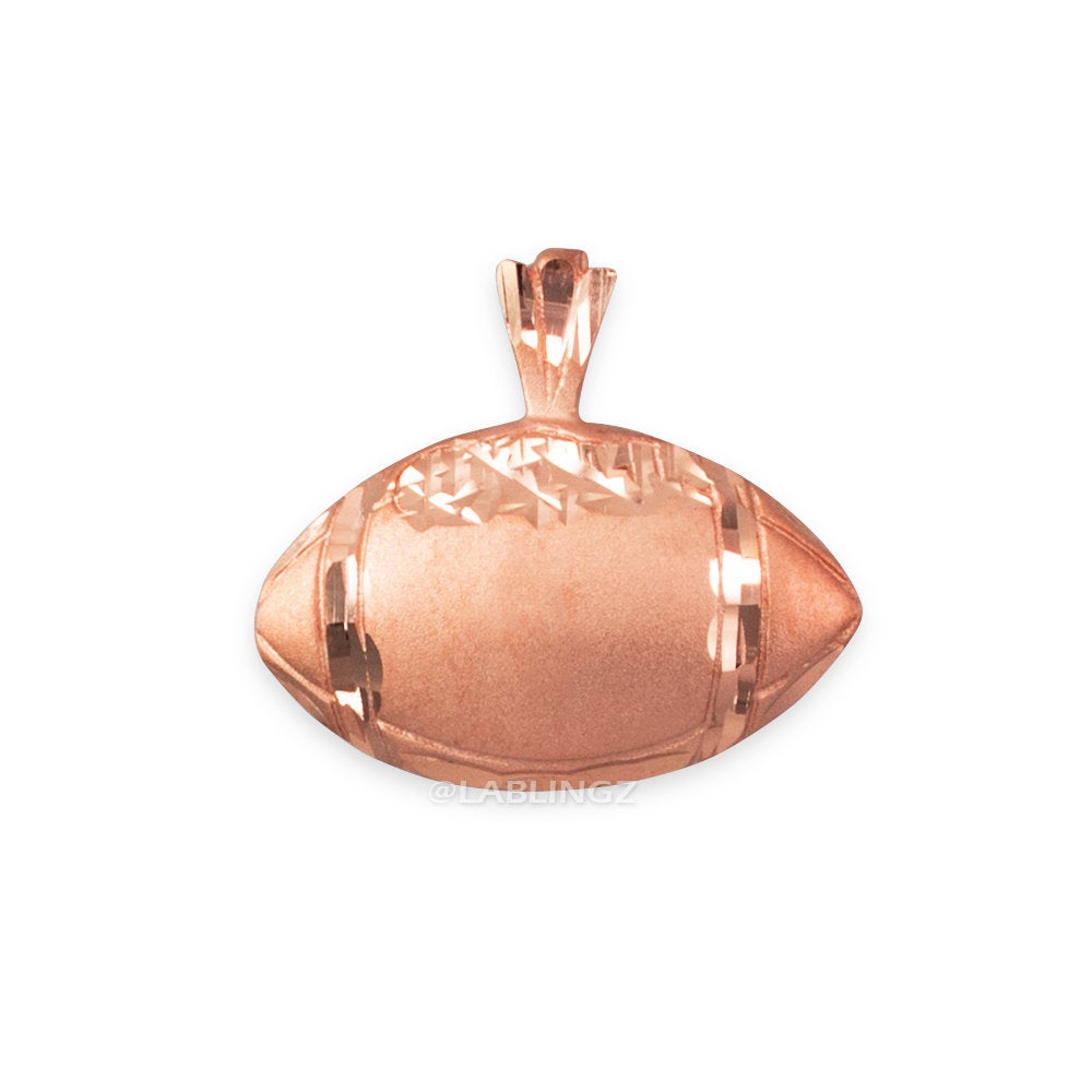 Gold Satin DC Football Pendant Necklace (10K, 14K, yellow, white, rose gold) Karma Blingz
