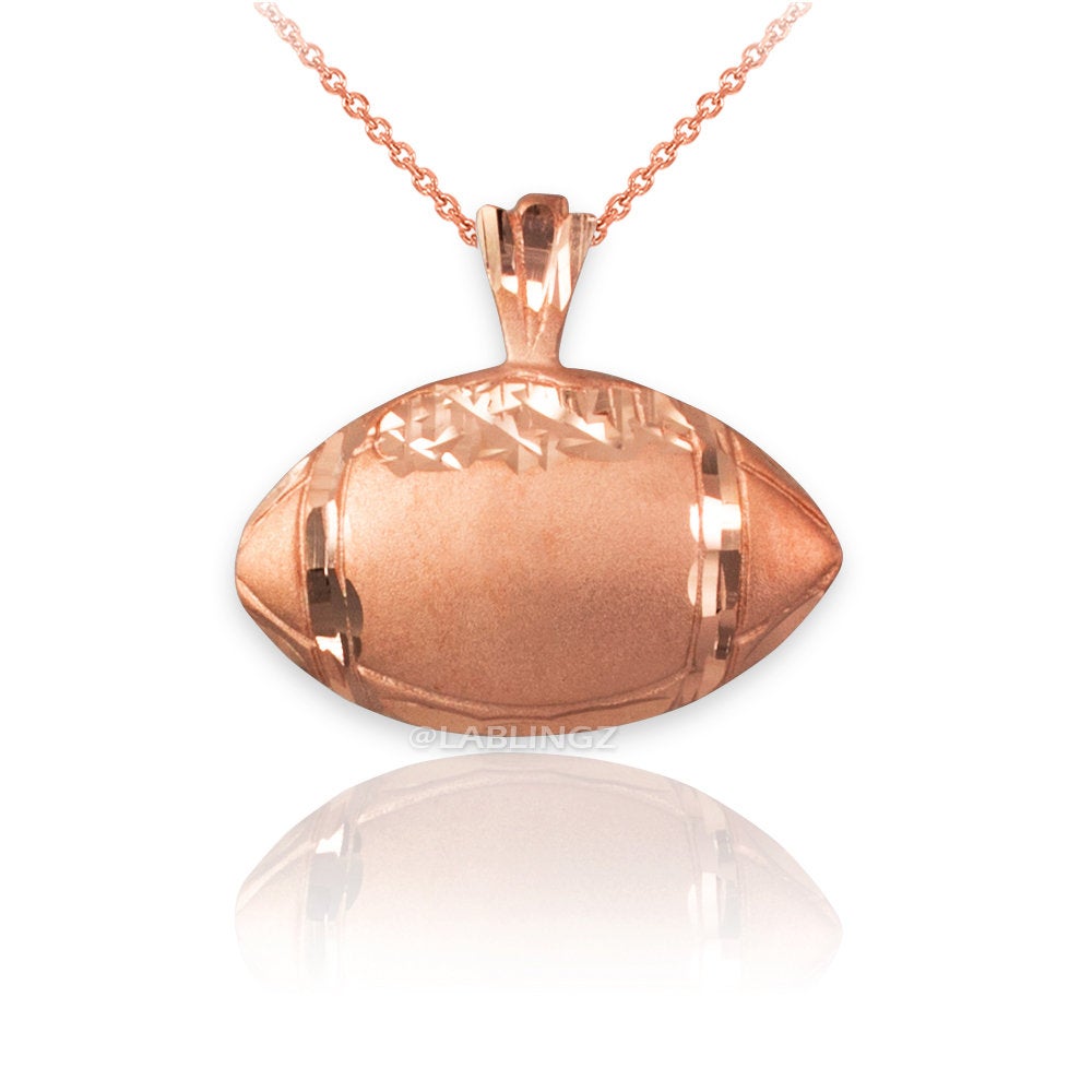 Gold Satin DC Football Pendant Necklace (10K, 14K, yellow, white, rose gold) Karma Blingz