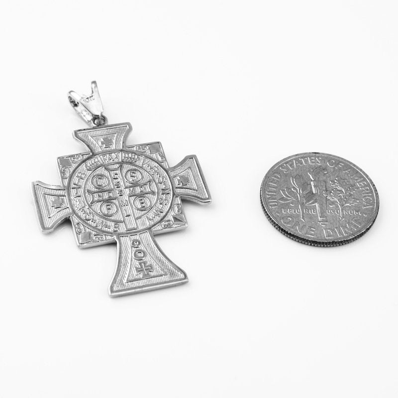 Solid Sterling Silver San Benito Cross Reversible Pendant Karma Blingz