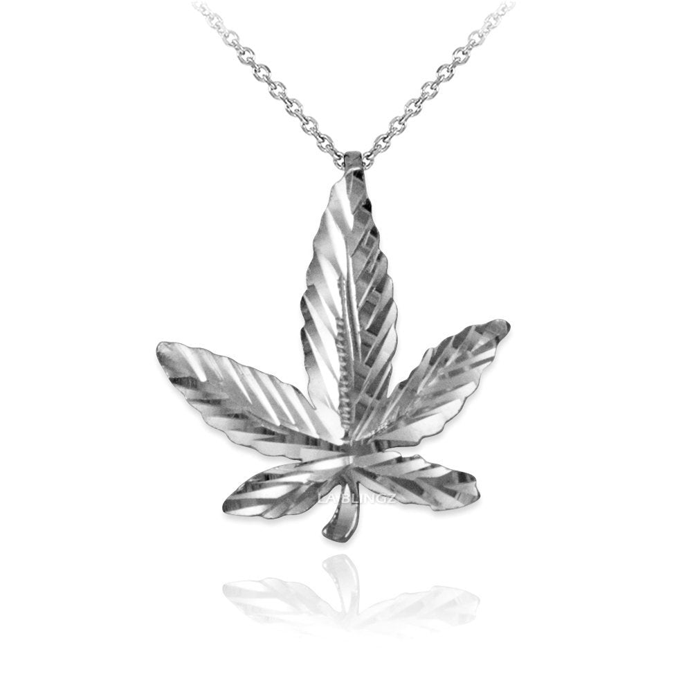 Gold Marijuana Leaf Cannabis Womens DC Charm Necklace (yellow, white, rose gold, 10k, 14k) Karma Blingz