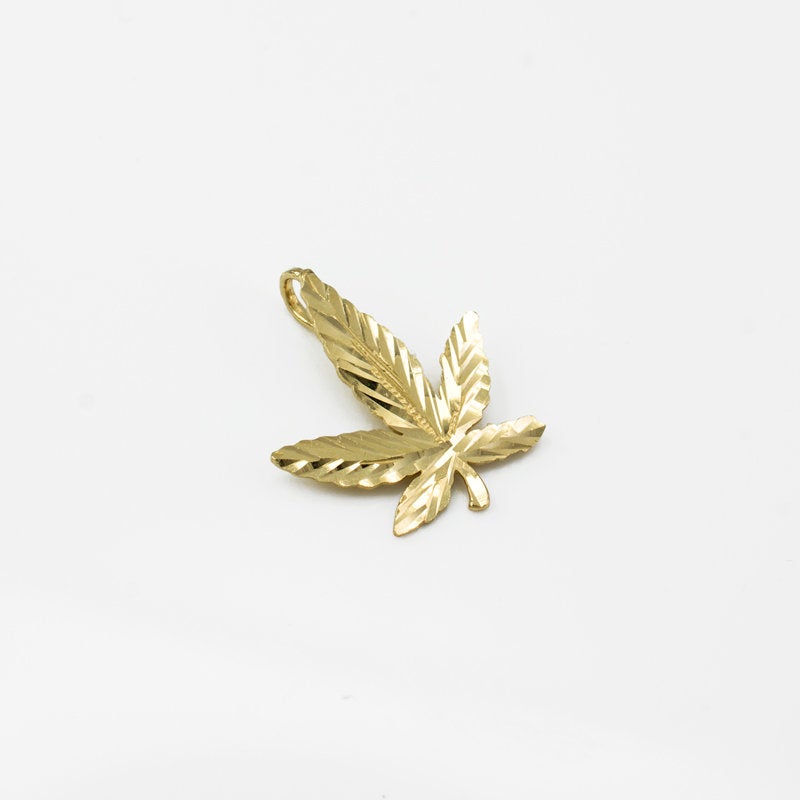 Gold Marijuana Leaf Cannabis Womens DC Charm Necklace (yellow, white, rose gold, 10k, 14k) Karma Blingz