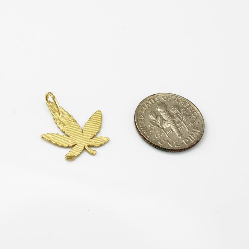 Gold Marijuana Leaf Cannabis Womens DC Charm Necklace (yellow, white, rose gold, 10k, 14k) Karma Blingz