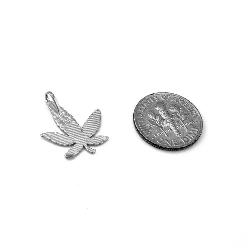 Sterling Silver Marijuana Leaf Cannabis Womens DC Charm Necklace Karma Blingz