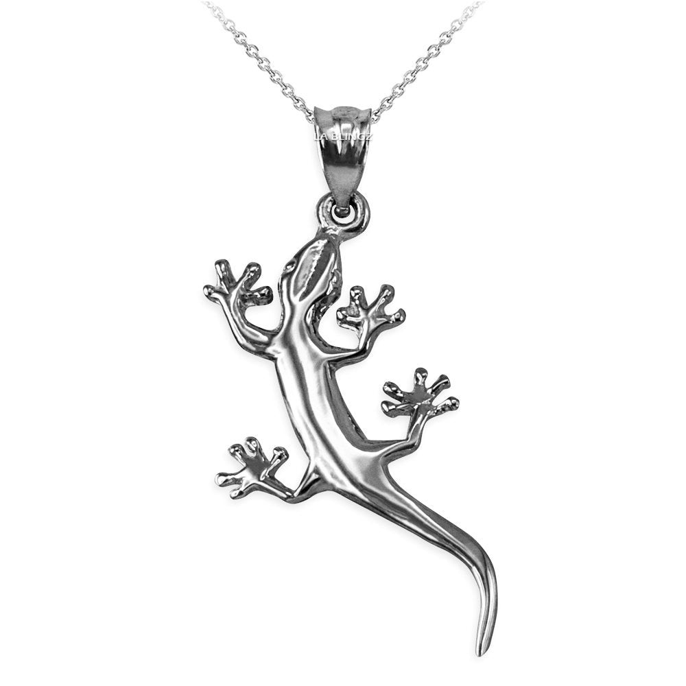 Polished Sterling Silver Salamander Lizard Charm Necklace Karma Blingz