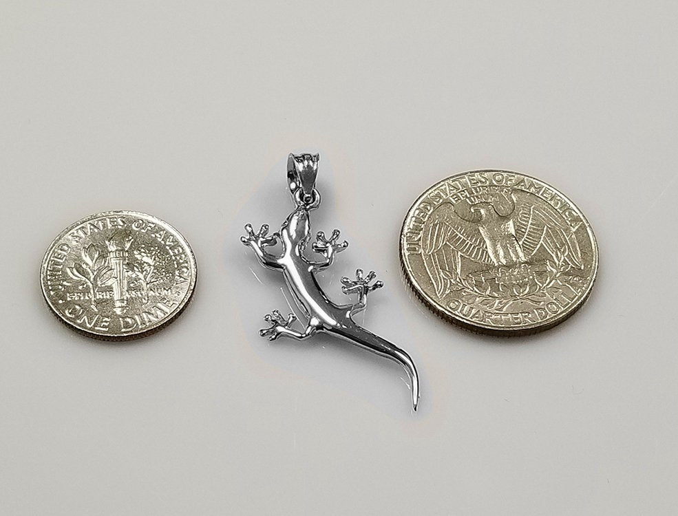Polished Sterling Silver Salamander Lizard Charm Necklace Karma Blingz