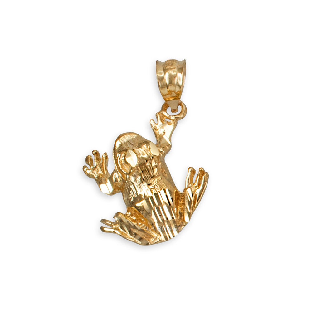 Gold Frog DC Charm Necklace (yellow, white, rose gold, 10k, 14k) Karma Blingz