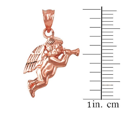 Polished Gold Trumpeting Angel DC Charm Necklace (yellow, white, rose gold, 10k, 14k) Karma Blingz