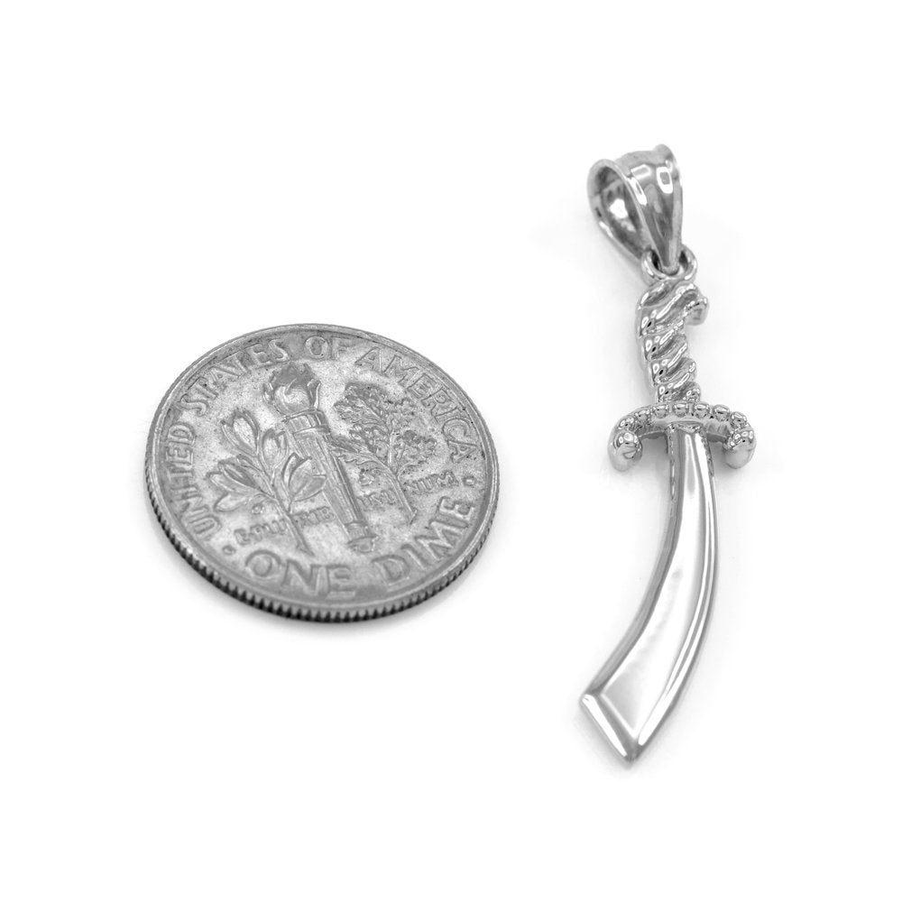 Gold Islamic Scimitar Sword Pendant Necklace (10k, 14k, yellow, white, rose gold) Karma Blingz