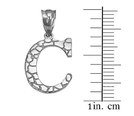 Gold Nugget Alphabet Initial Letter "C" Pendant Necklace (yellow, white, rose gold) Karma Blingz