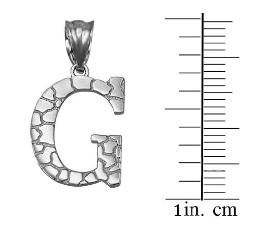Gold Nugget Alphabet Initial Letter "G" Pendant Necklace (yellow, white, rose gold) Karma Blingz
