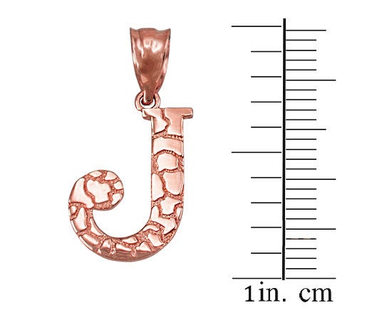 Gold Nugget Alphabet Initial Letter "J" Pendant Necklace (yellow, white, rose gold) Karma Blingz