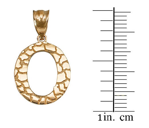 Gold Nugget Alphabet Initial Letter "O" Pendant Necklace (yellow, white, rose gold) Karma Blingz